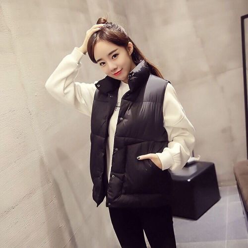 Autumn and winter vest female students Korean standing collar short cotton padded jacket