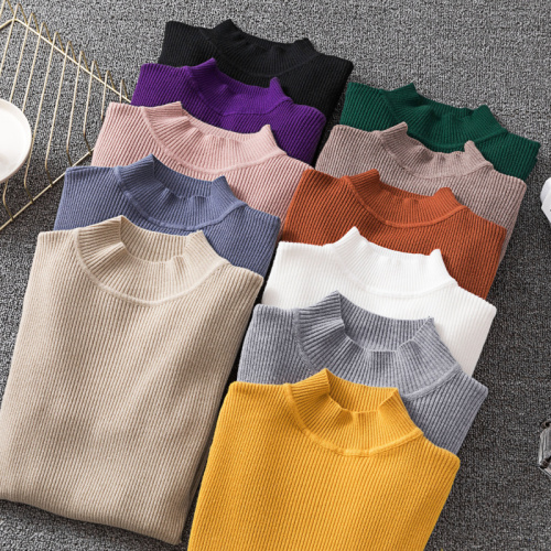 Half high neck Pullover Sweater for women's autumn and winter new style tight bottoming shirt for women