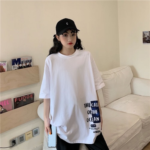 2020 summer new student short sleeve T-shirt women loose Korean BF college lazy style hip hop mourning Department clothes