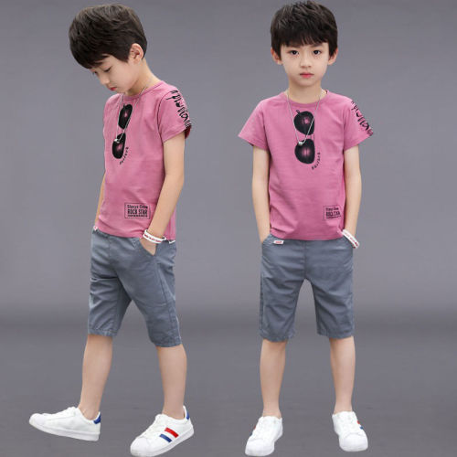 Boys' suit summer 2020 new Korean Zhongda children's summer wear children's foreign style short sleeve two piece boys' fashion children's wear