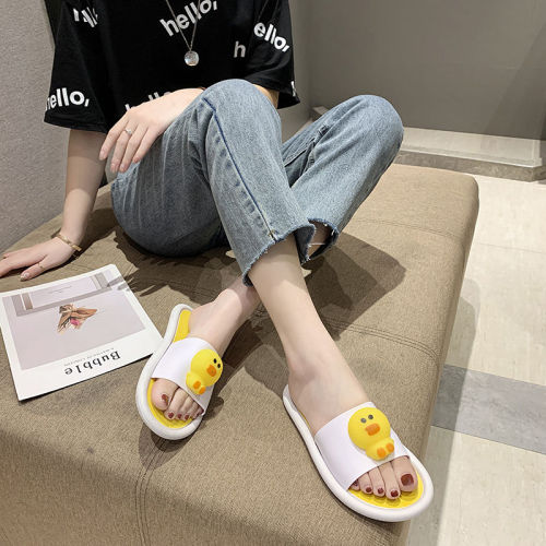 Popular bear slippers female cute cute cute summer bath antiskid outdoor soft bottom couple cartoon sandals man