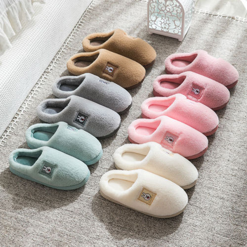 Winter cotton slippers female lovers thick bottom half wrap heel warm slippers women winter new moon shoes lovely fur shoes winter