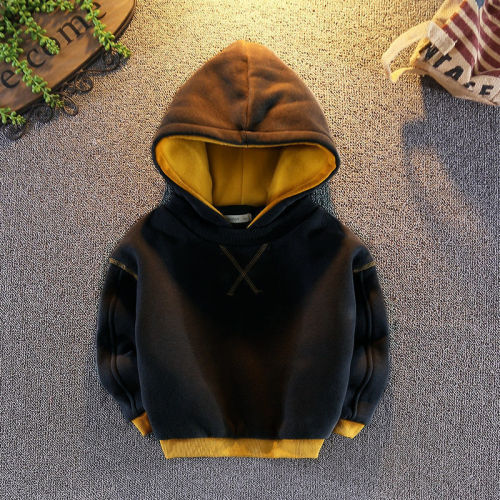 Boys' autumn and winter wear Plush sweater 2020 new children's winter Hoodie Boys' handsome and thick coat