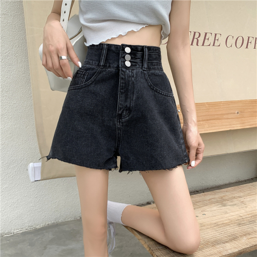 Korean high waist loose A-line wide leg skinny jeans shorts
