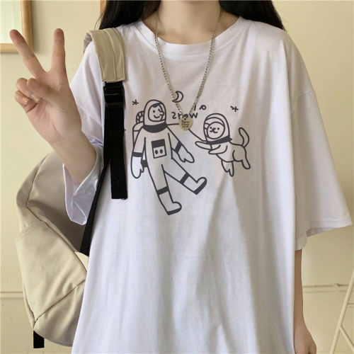 Ins Japanese Short Sleeve T-Shirt women's summer 2020 new Korean loose medium length half sleeve Harajuku style student top