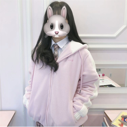Protected girl lovely color matching embroidered letter warm zipper jacket cotton jacket with cotton thickening