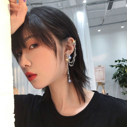 Retro ins wind butterfly Tassel Earrings earrings earrings without ear holes female students Korean version simple super Fairy