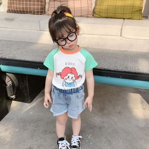 Girls' short sleeve T-shirt pure cotton foreign style new summer clothes children's baby summer Korean fashionable top