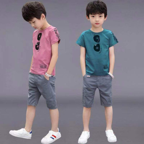 Boys' suit summer 2020 new Korean Zhongda children's summer wear children's foreign style short sleeve two piece boys' fashion children's wear