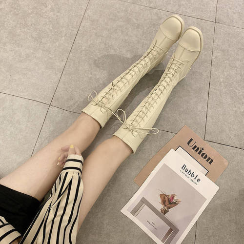 Yang Mi's same long boots women's autumn and winter 2020 Martin boots women's British style lace up handsome Knight's boots high boots