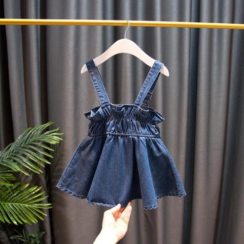 Girl's clothes spring 2020 new 1-4-year-old baby's Korean jeans suspender skirt dress
