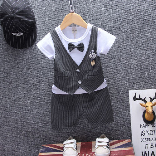 Boys' suit new Korean children's clothes handsome boys' clothes summer short sleeve children's 0-4 years old men's summer fashion