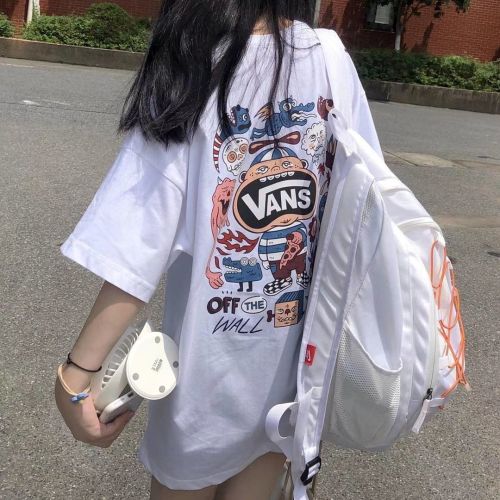 White short sleeve T-shirt girls' summer new Korean version loose and versatile Harajuku boudoir top