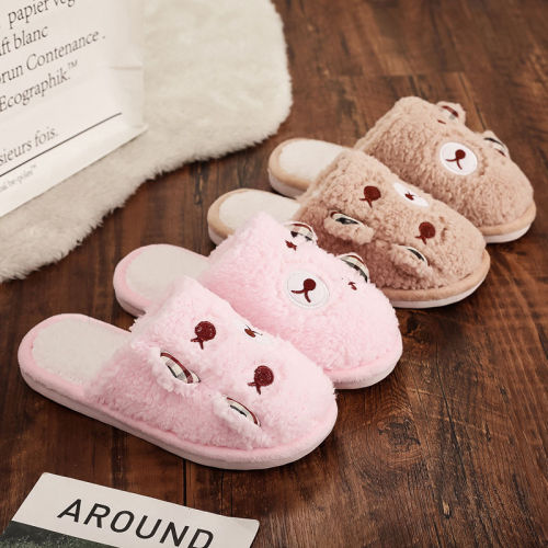 Autumn and winter lovely cotton slippers women's indoor home maomaomaoyuezi slippers lovers Korean version of cartoon girl heart of bear