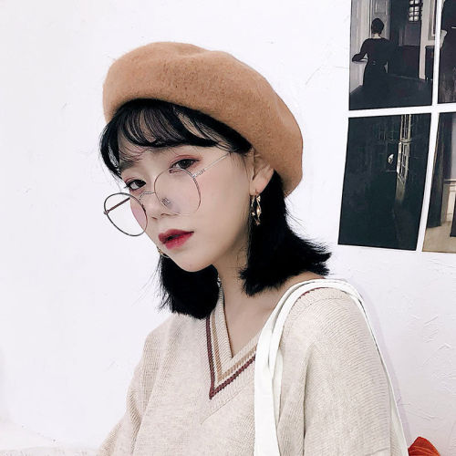 Beret female Korean student Lovely Japanese autumn and winter versatile woolen cloth retro pumpkin bud painter hat