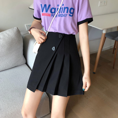 Real photo real price long leg skirt for women 2020 new style high and thin A-line irregular pleated skirt