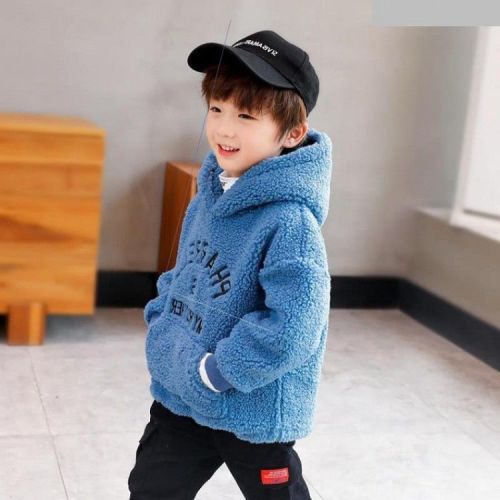 Children's wear boys' cashmere sweater children's hooded thick imitation cashmere