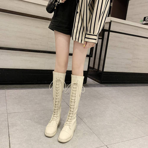 Yang Mi's same long boots women's autumn and winter 2020 Martin boots women's British style lace up handsome Knight's boots high boots