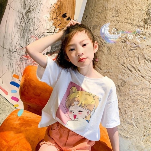Girls' T-shirt summer dress 2020 new children's wear children's shirt middle and large children's top summer Korean foreign style student's T-shirt