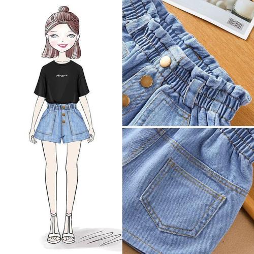 Children's Denim Shorts summer girl's hole shorts big girl baby trendy pants girl student's loose jeans