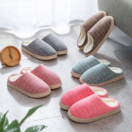 Winter cotton slippers female lovers thick bottom half wrap heel warm slippers women winter new moon shoes lovely fur shoes winter