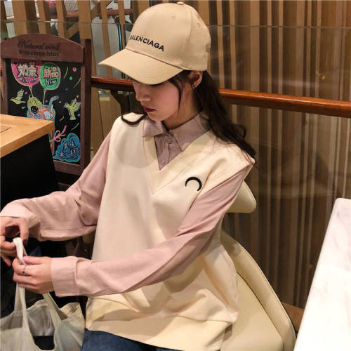 Autumn and winter new knitted plush sweater waistcoat female students Korean version lazy vest loose and thick coat