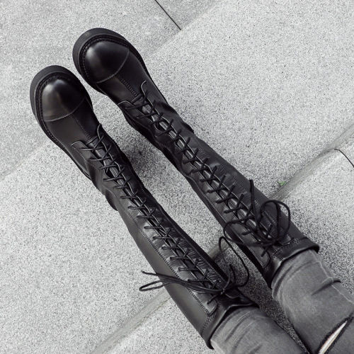 Yang Mi's same long boots women's autumn and winter 2020 Martin boots women's British style lace up handsome Knight's boots high boots