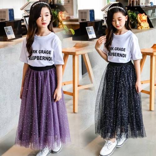 Girl's half skirt medium length spring and summer spring and summer children's Korean star skirt parent child dress Princess Dress mesh skirt