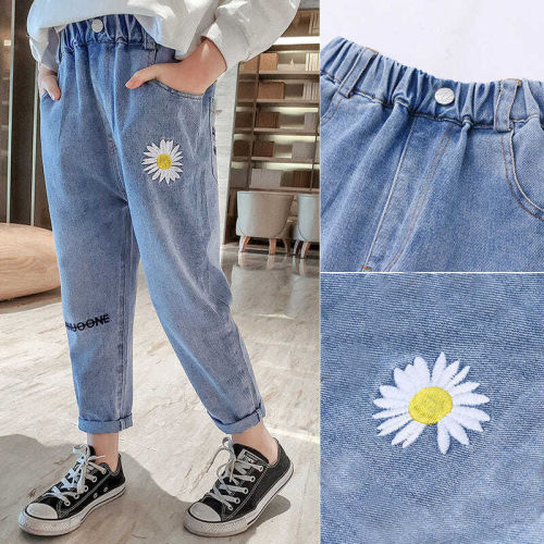 Girls' jeans spring and autumn new style children's wear foreign style versatile small leg pants