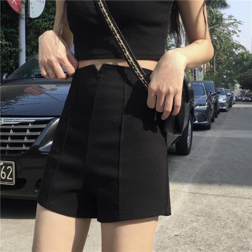 Shorts women's 2020 summer thin high waist large size fat mm loose and thin A-line Wide Leg Pants Black casual hot pants