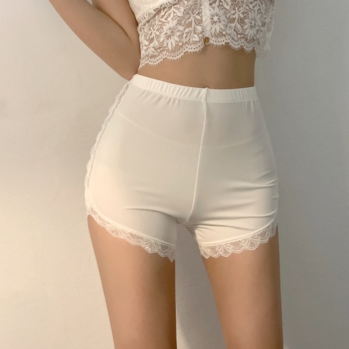 Real shooting real price lace ice silk safety pants anti light, no curling, hip lifting skirt, lace bottoming and shorts