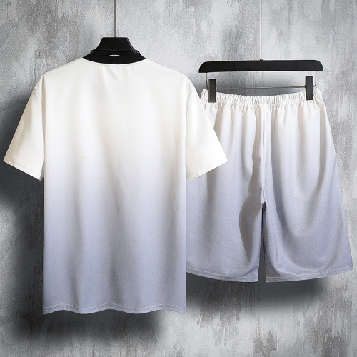 2021 Summer Youth trend versatile 5 / 3 sleeve trendy brand gradual change T-shirt shorts suit for men