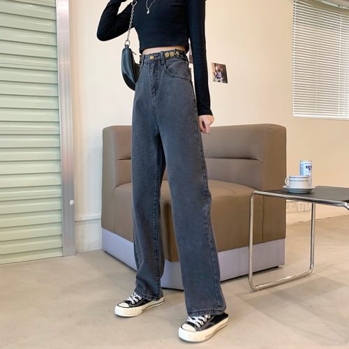 Real shot of new large size High Waist Wide Leg Jeans in spring