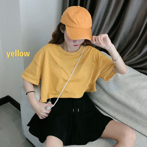 Summer Korean loose ins simple solid color short white short sleeve T-shirt girl student BF half sleeve T-shirt fashion