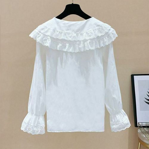 Girl's small fresh Lace Baby collar shirt 2020 new foreign style bottom white shirt girl spring and summer top