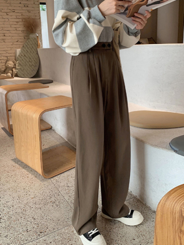 Non real shooting new Hong Kong style suit pants spring and summer vertical straight pants loose women's leisure wide leg pants