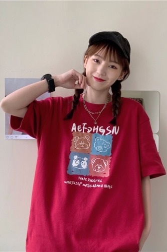 Short sleeve t-shirt female Korean student mid long loose CEC large net red ins super hot top fashion in summer