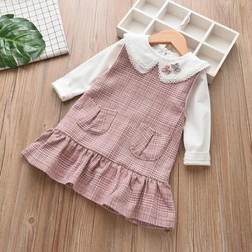 Girl's autumn and winter white base coat little girl's children's baby collar top baby's baby long sleeve T-shirt