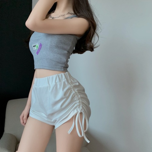 High waist drawstring shorts women's summer Korean versatile wide leg pants loose and thin hot pants sports casual pajamas