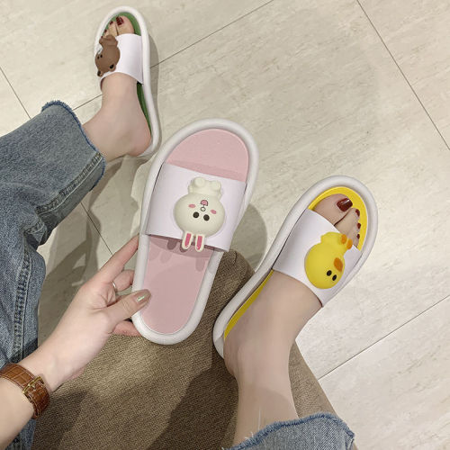 Popular bear slippers female cute cute cute summer bath antiskid outdoor soft bottom couple cartoon sandals man