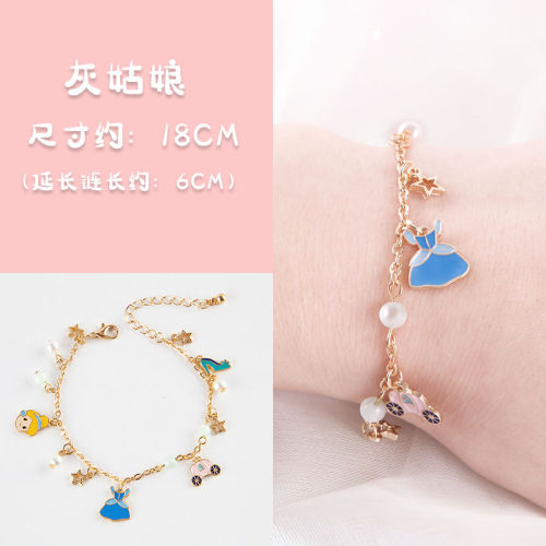 Korean pearl cartoon chain girl student simple alloy bracelet lovely net red girl flower Anklet