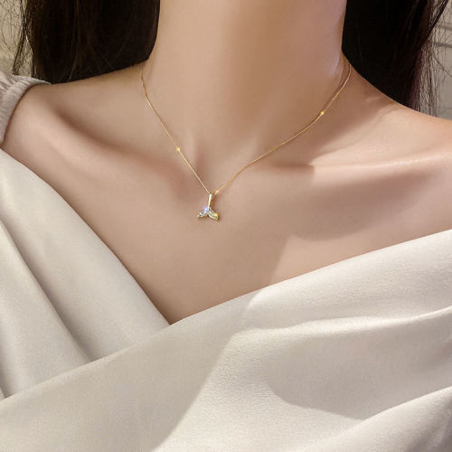 Collarbone chain man fishtail Necklace girl student gift ins net red Korean version simple pendant jewelry temperament girl 925