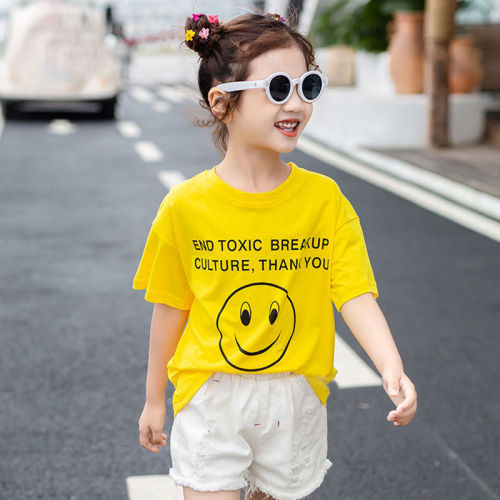 Girls' T-shirt summer dress 2020 new children's wear children's shirt middle and large children's top summer Korean foreign style student's T-shirt