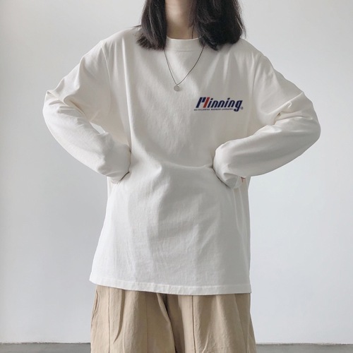 White Korean long sleeve T-shirt women's loose large women's fashion