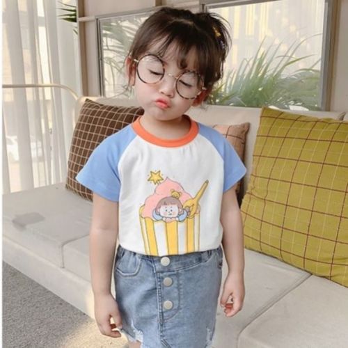 Girls' short sleeve T-shirt pure cotton foreign style new summer clothes children's baby summer Korean fashionable top