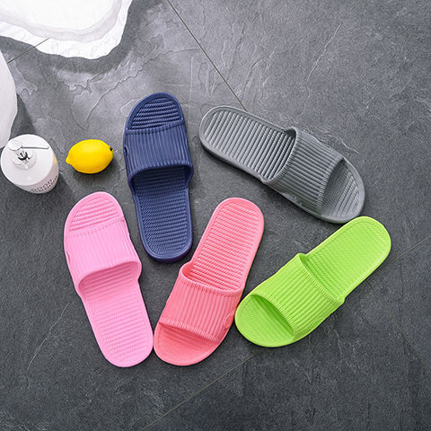 Summer bathroom slippers female antiskid bathing home indoor thick soled men's slippers wholesale manufacturer