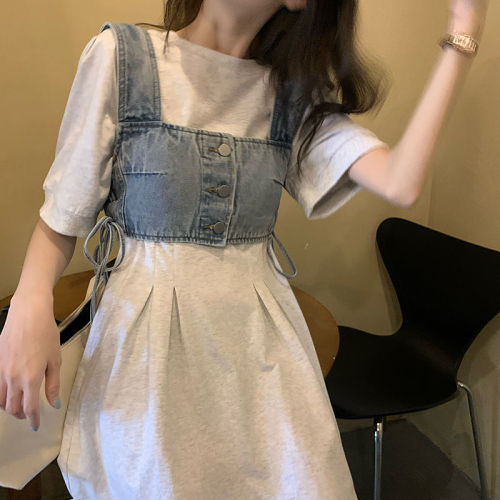 A-line dress with waist and thin in Korean version in summer