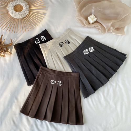 Real shot Korean version of autumn and winter thickened pleated skirt, versatile, thin Maoni A-shaped short skirt, fashionable