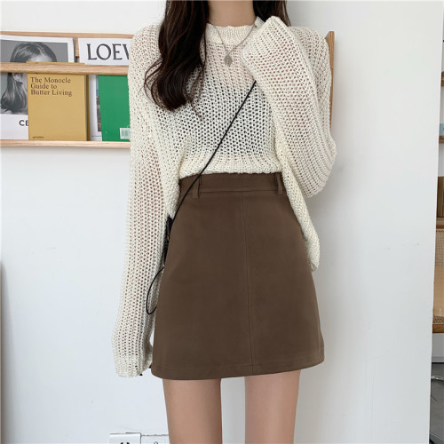Real price woolen skirt women's autumn and winter new high waist show thin package hip skirt short skirt