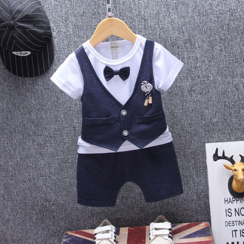 Boys' suit new Korean children's clothes handsome boys' clothes summer short sleeve children's 0-4 years old men's summer fashion